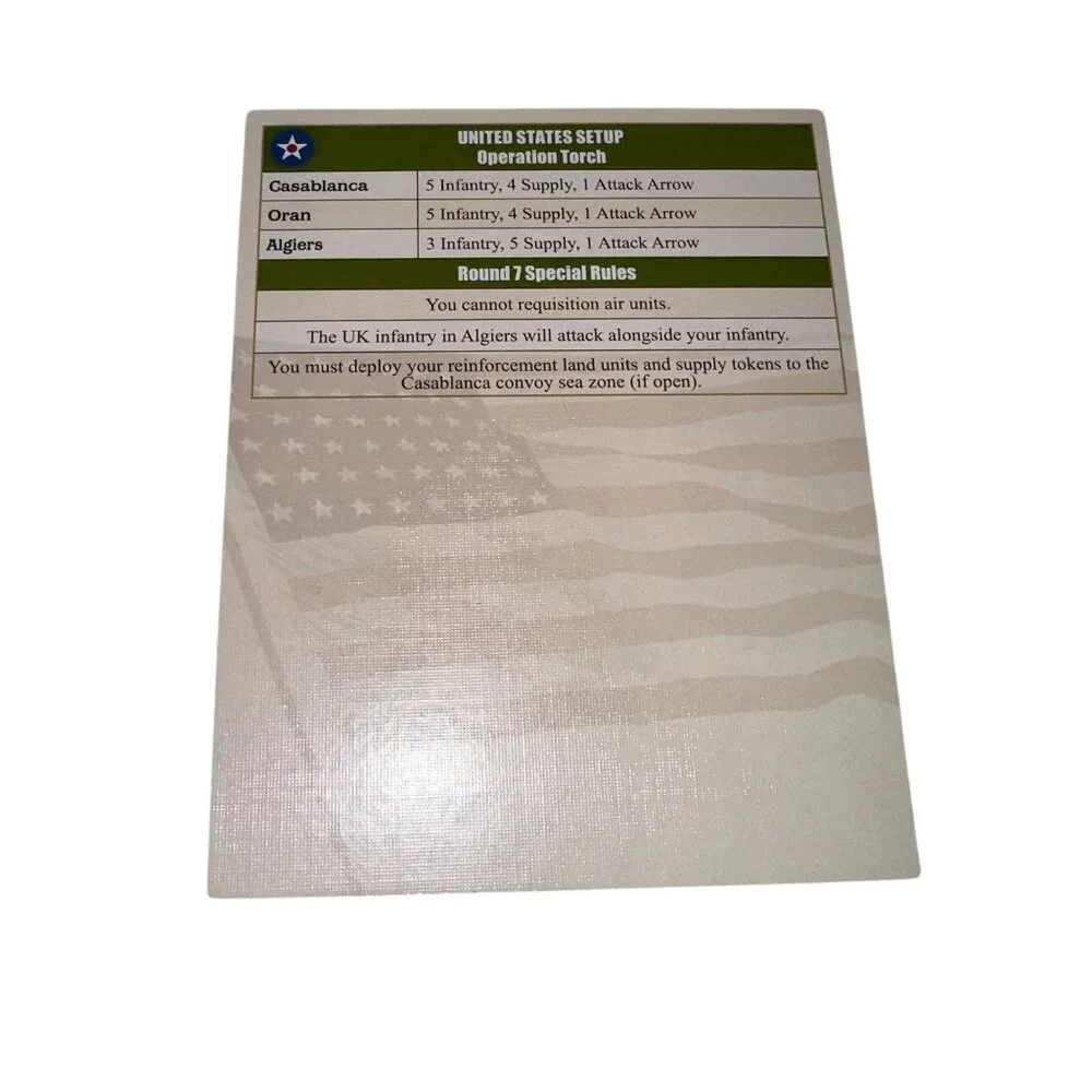 Hasbro Axis and Allies North Africa Board Game Country Cards Repalcement Parts